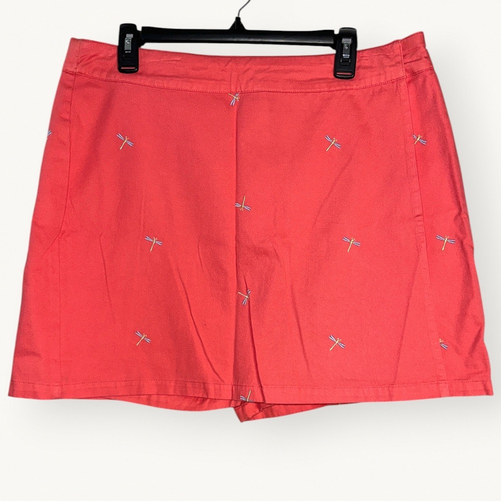 Basic Edition Women's Skort Size 16 Pink Coral Dragonfly Embroidered NWT